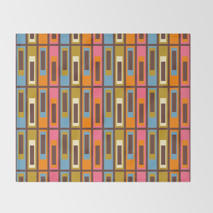 Eclectic Geometric Mid Century Modern Lexington Ave Colorful Pattern with Dark Brown Throw Blanket Gallery Image 2