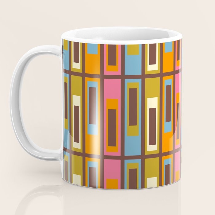 Eclectic Geometric Mid Century Modern Lexington Ave Colorful Pattern with Dark Brown Coffee Mug Gallery Image 3