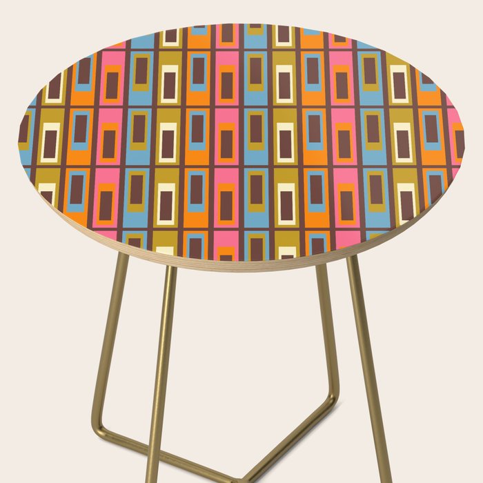 Eclectic Geometric Mid Century Modern Lexington Ave Colorful Pattern with Dark Brown Side Table Gallery Image 2
