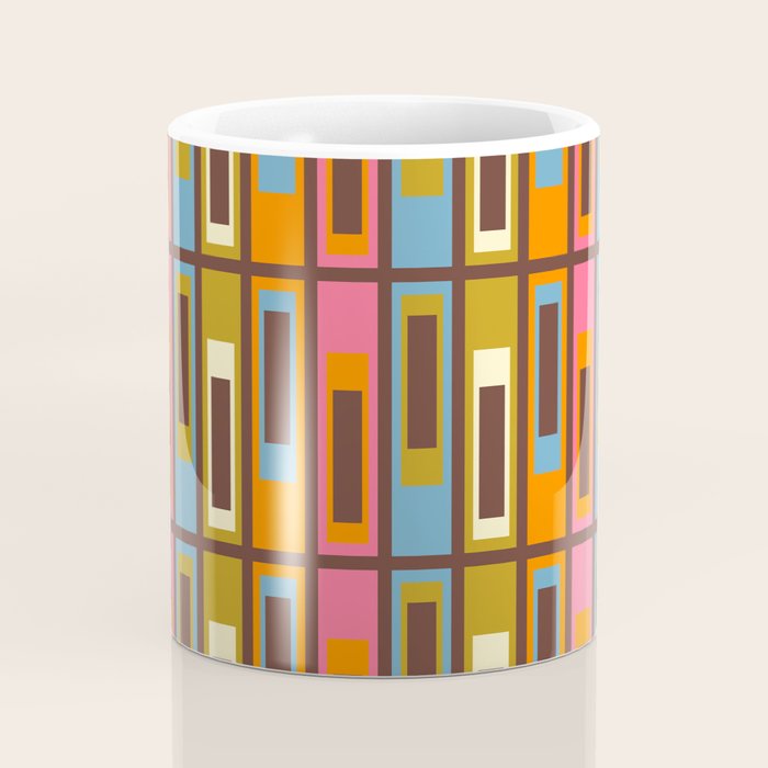 Eclectic Geometric Mid Century Modern Lexington Ave Colorful Pattern with Dark Brown Coffee Mug Gallery Image 4