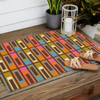Eclectic Geometric Mid Century Modern Lexington Ave Colorful Pattern with Dark Brown Outdoor Rug Gallery Image 2