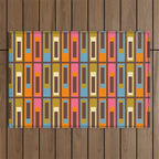 Eclectic Geometric Mid Century Modern Lexington Ave Colorful Pattern with Dark Brown Outdoor Rug Gallery Image 1