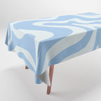 Retro Liquid Swirl Abstract Pattern in Powder Blue 2 Tablecloth Gallery Image 1