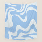 Retro Liquid Swirl Abstract Pattern in Powder Blue 2 Wall Tapestry Gallery Image 4