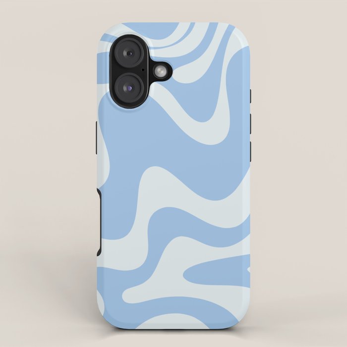 Retro Liquid Swirl Abstract Pattern in Powder Blue 2 iPhone Case Gallery Image 1