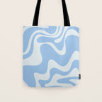 Retro Liquid Swirl Abstract Pattern in Powder Blue 2 Tote Bag Gallery Image 1