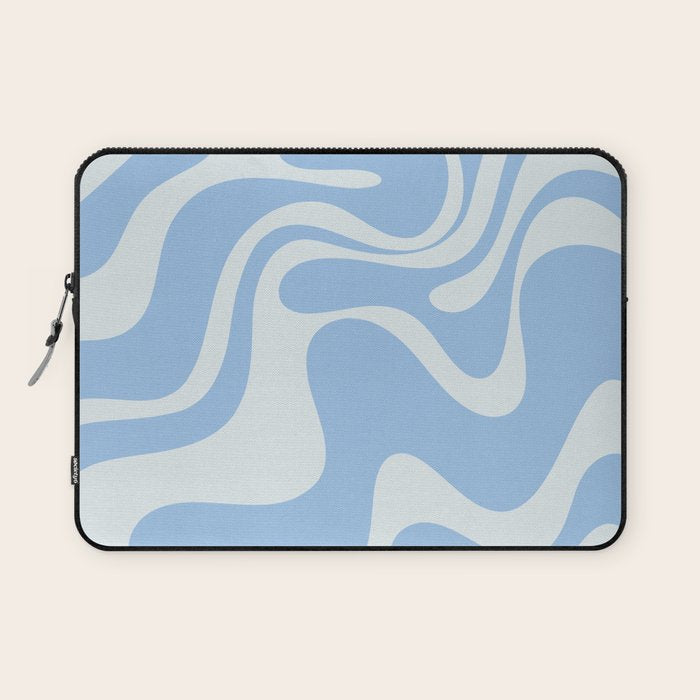 Retro Liquid Swirl Abstract Pattern in Powder Blue 2 Laptop Sleeve Gallery Image 1