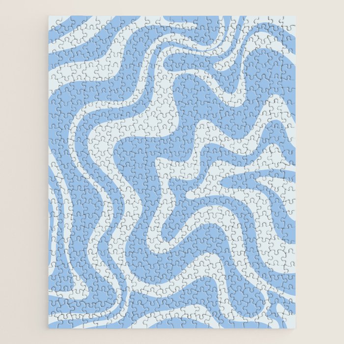 Retro Liquid Swirl Abstract Pattern in Powder Blue 2 Jigsaw Puzzle Gallery Image 1