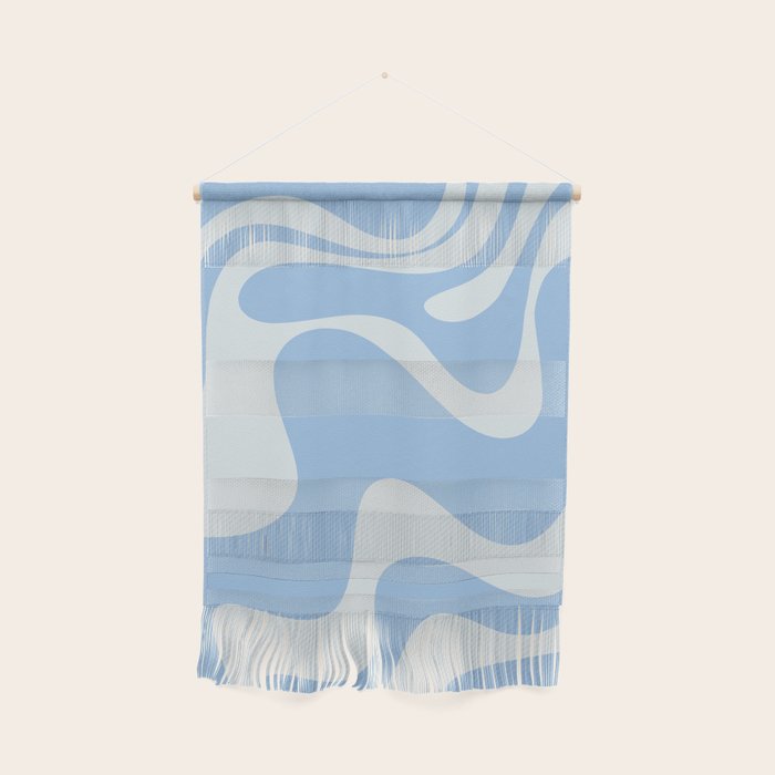Retro Liquid Swirl Abstract Pattern in Powder Blue 2 Wall Hanging Gallery Image 1