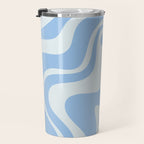 Retro Liquid Swirl Abstract Pattern in Powder Blue 2 Travel Mug Gallery Image 3