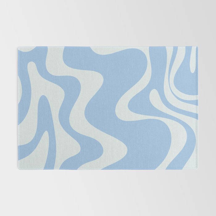 Retro Liquid Swirl Abstract Pattern in Powder Blue 2 Rug Gallery Image 2
