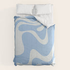 Retro Liquid Swirl Abstract Pattern in Powder Blue 2 Comforter Gallery Image 6