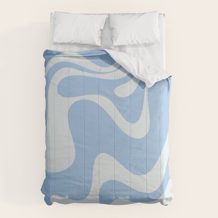 Retro Liquid Swirl Abstract Pattern in Powder Blue 2 Comforter Gallery Image 6