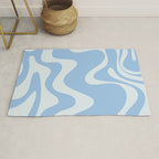 Retro Liquid Swirl Abstract Pattern in Powder Blue 2 Rug Gallery Image 1
