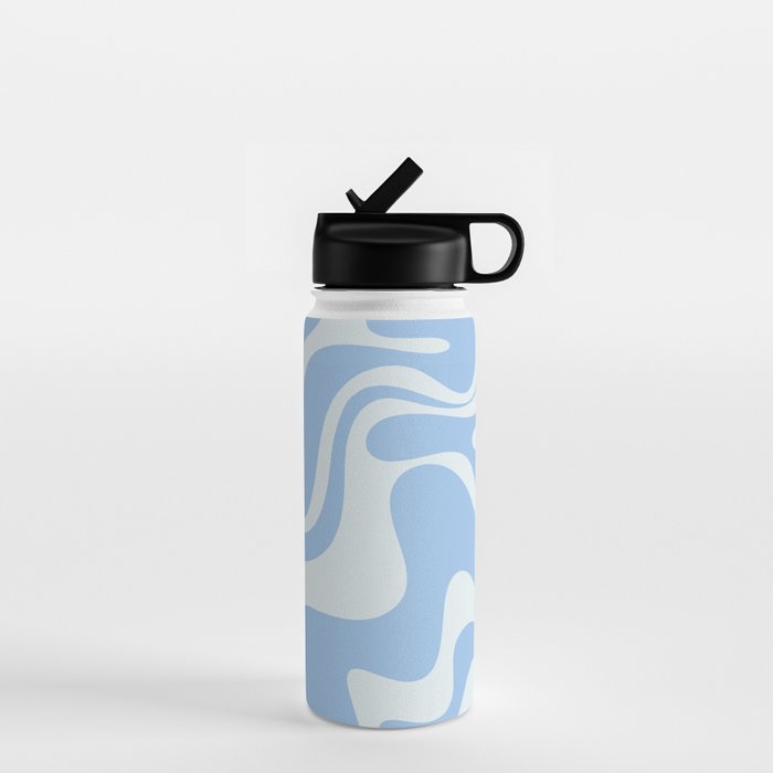 Retro Liquid Swirl Abstract Pattern in Powder Blue 2 Water Bottle Gallery Image 1