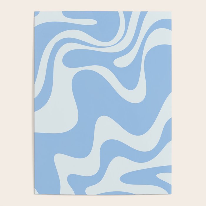 Retro Liquid Swirl Abstract Pattern in Powder Blue 2 Poster Gallery Image 4