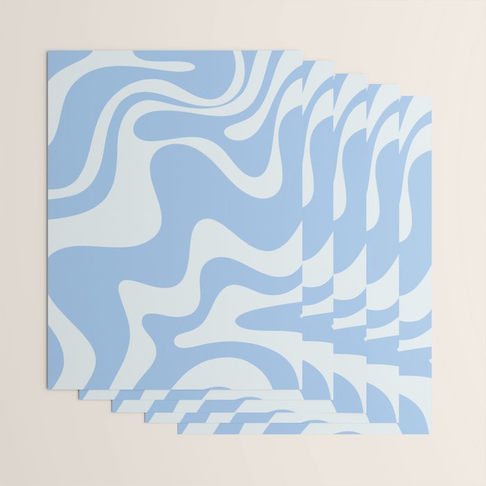 Retro Liquid Swirl Abstract Pattern in Powder Blue 2 Wrapping Paper Gallery Image 3