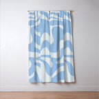 Retro Liquid Swirl Abstract Pattern in Powder Blue 2 Window Curtain Gallery Image 3