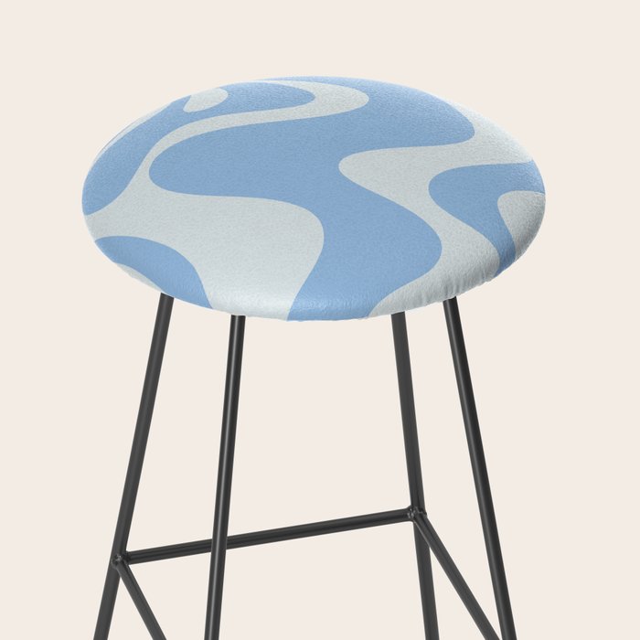 Retro Liquid Swirl Abstract Pattern in Powder Blue 2 Stool Gallery Image 2