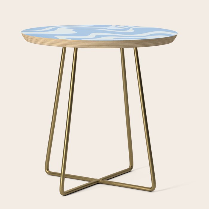 Retro Liquid Swirl Abstract Pattern in Powder Blue 2 Side Table Gallery Image 1