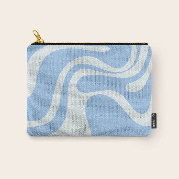 Retro Liquid Swirl Abstract Pattern in Powder Blue 2 Carry All Pouch Gallery Image 1
