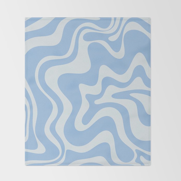 Retro Liquid Swirl Abstract Pattern in Powder Blue 2 Throw Blanket Gallery Image 2
