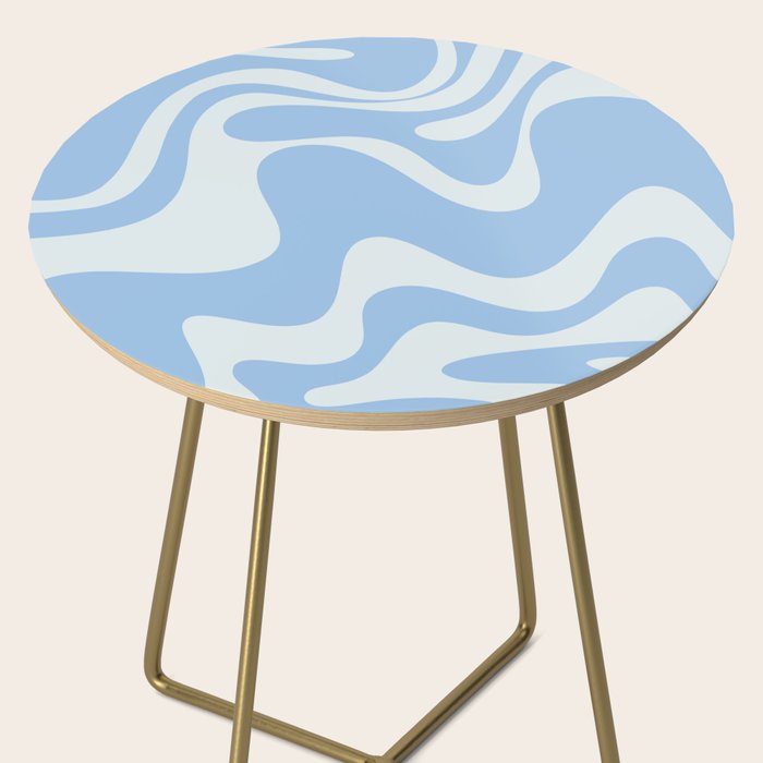 Retro Liquid Swirl Abstract Pattern in Powder Blue 2 Side Table Gallery Image 2