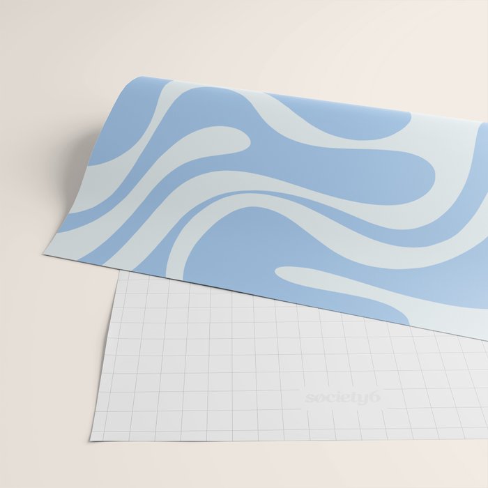 Retro Liquid Swirl Abstract Pattern in Powder Blue 2 Wrapping Paper Gallery Image 2