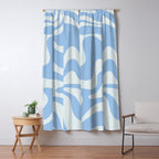 Retro Liquid Swirl Abstract Pattern in Powder Blue 2 Window Curtain Gallery Image 5