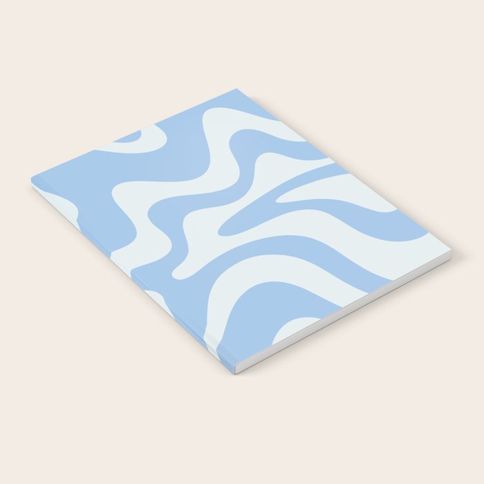 Retro Liquid Swirl Abstract Pattern in Powder Blue 2 Notebook Gallery Image 2