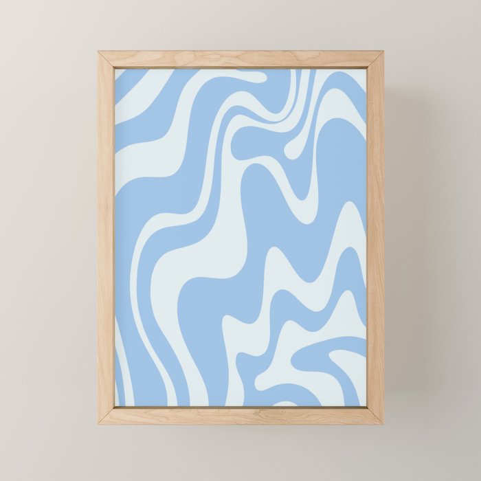 Retro Liquid Swirl Abstract Pattern in Powder Blue 2 Mini Art Print Gallery Image 1