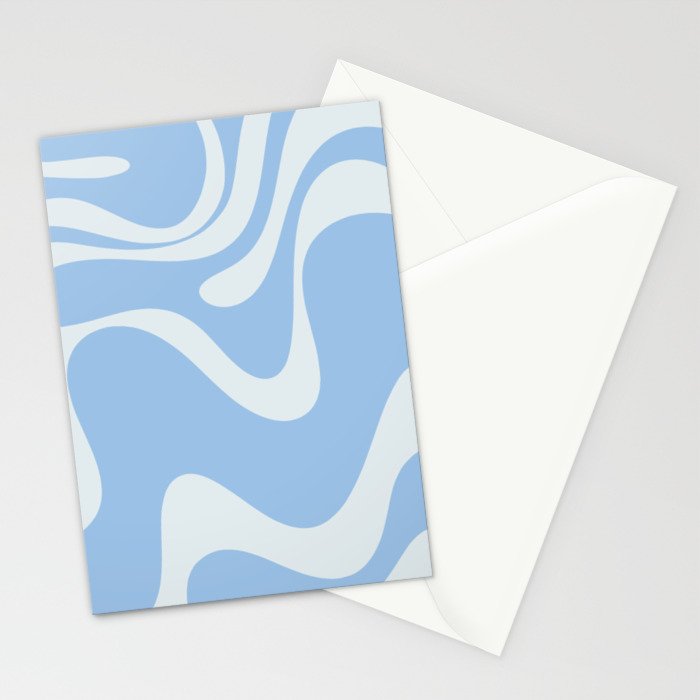 Retro Liquid Swirl Abstract Pattern in Powder Blue 2 Stationery Card Gallery Image 2