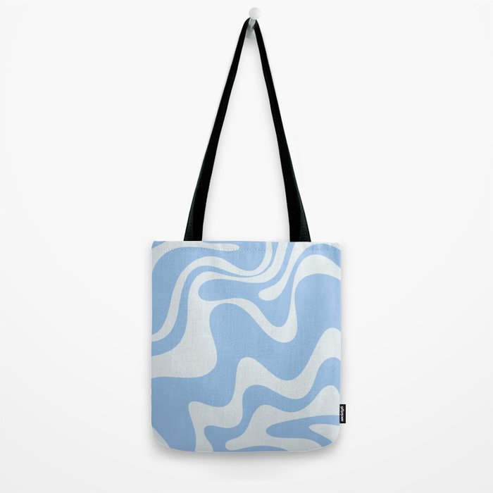 Retro Liquid Swirl Abstract Pattern in Powder Blue 2 Tote Bag Gallery Image 2