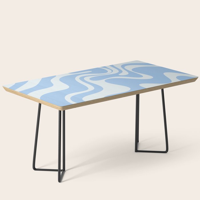 Retro Liquid Swirl Abstract Pattern in Powder Blue 2 Coffee Table Gallery Image 1