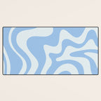 Retro Liquid Swirl Abstract Pattern in Powder Blue 2 Desk Mat Gallery Image 3