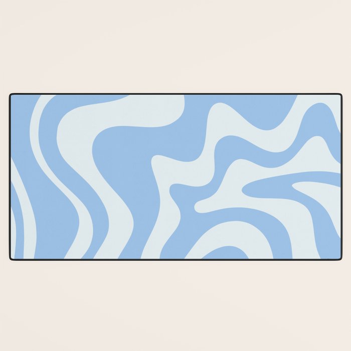 Retro Liquid Swirl Abstract Pattern in Powder Blue 2 Desk Mat Gallery Image 3