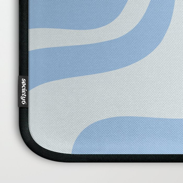 Retro Liquid Swirl Abstract Pattern in Powder Blue 2 Laptop Sleeve Gallery Image 3