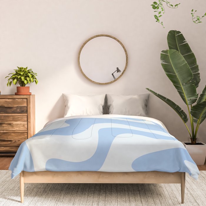 Retro Liquid Swirl Abstract Pattern in Powder Blue 2 Comforter Gallery Image 3