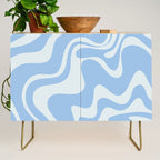 Retro Liquid Swirl Abstract Pattern in Powder Blue 2 Credenza Gallery Image 1