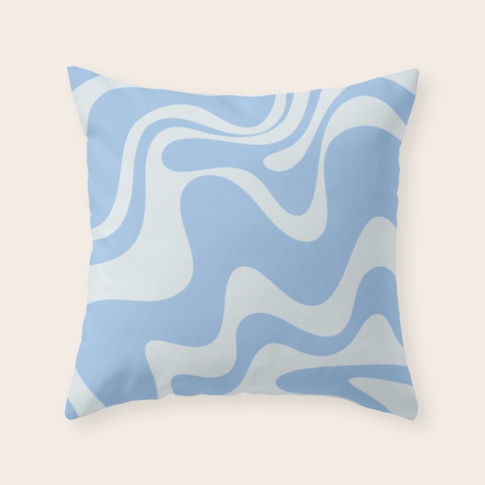 Retro Liquid Swirl Abstract Pattern in Powder Blue 2 Throw Pillow Gallery Image 6
