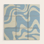 Retro Liquid Swirl Abstract Pattern in Powder Blue 2 Wood Wall Art Gallery Image 1