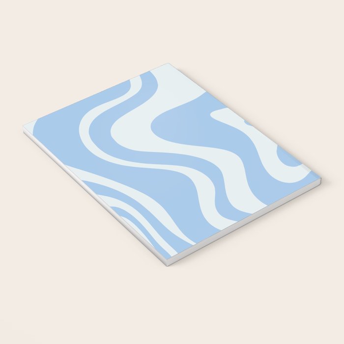 Retro Liquid Swirl Abstract Pattern in Powder Blue 2 Notebook Gallery Image 3