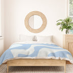Retro Liquid Swirl Abstract Pattern in Powder Blue 2 Duvet Cover Gallery Image 3