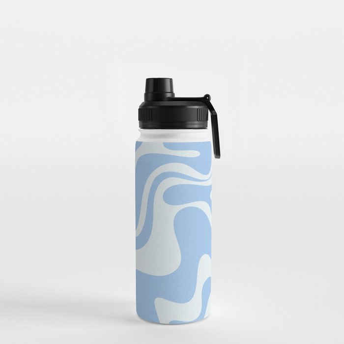 Retro Liquid Swirl Abstract Pattern in Powder Blue 2 Water Bottle Gallery Image 2