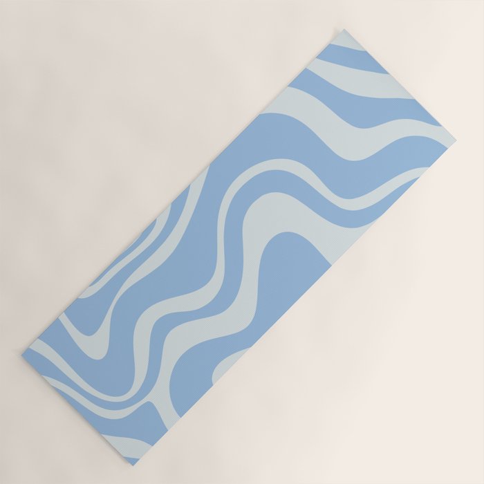 Retro Liquid Swirl Abstract Pattern in Powder Blue 2 Yoga Mat Gallery Image 1