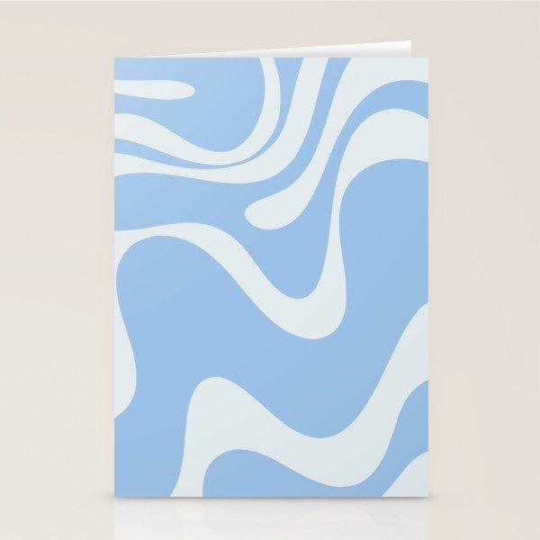 Retro Liquid Swirl Abstract Pattern in Powder Blue 2 Stationery Card Gallery Image 1
