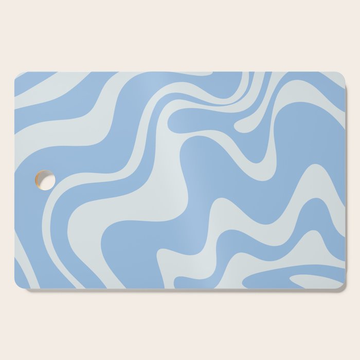 Retro Liquid Swirl Abstract Pattern in Powder Blue 2 Cutting Board Gallery Image 1