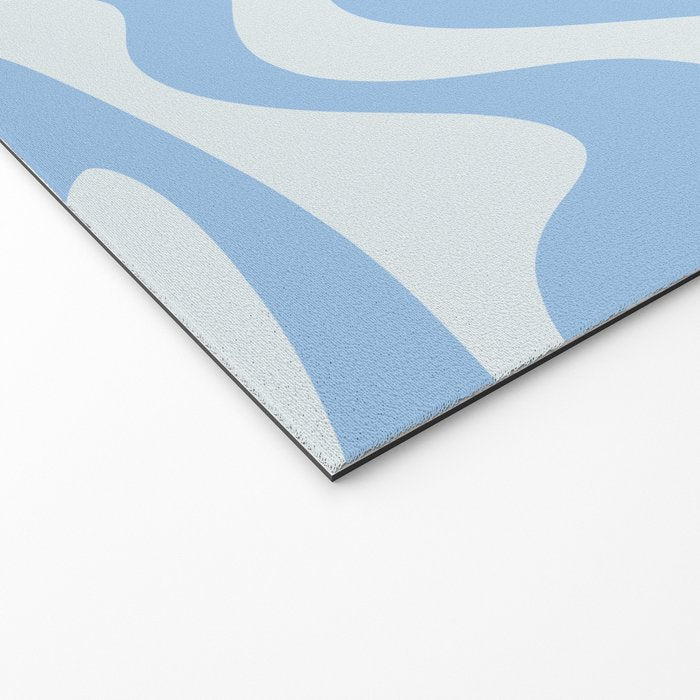 Retro Liquid Swirl Abstract Pattern in Powder Blue 2 Welcome Mat Gallery Image 2