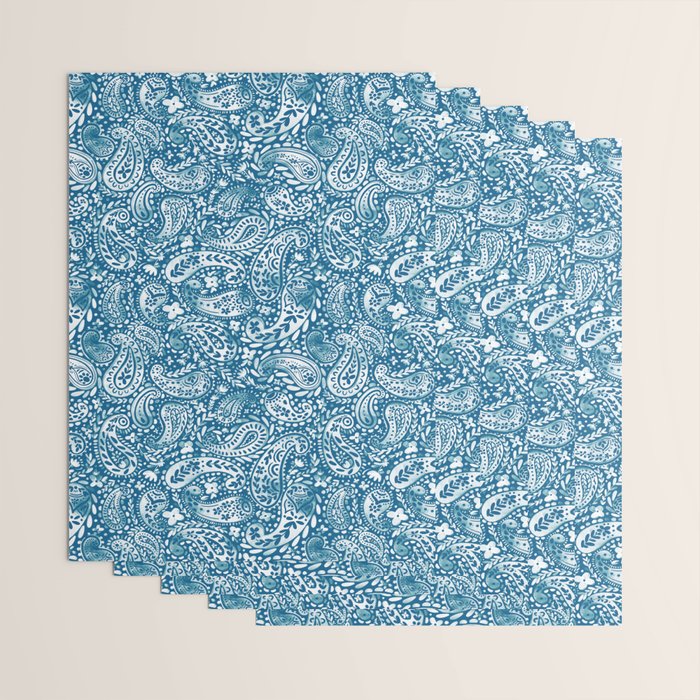 Paisley Indigo Nature Swirls Wrapping Paper Gallery Image 3