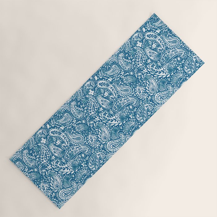 Paisley Indigo Nature Swirls Yoga Mat Gallery Image 1